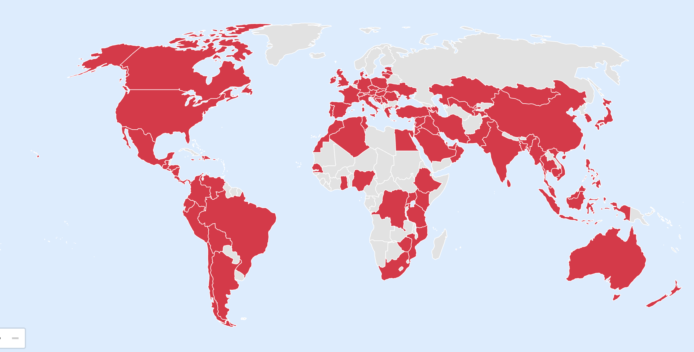 Mapa de países con presencia de World Robot Olympiad